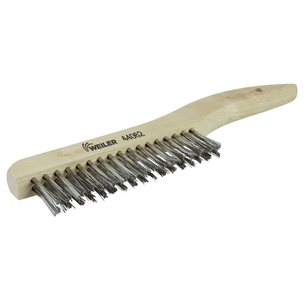 Weiler Hand Wire Scratch Brush. .012 Fill, Shoe Handle, 2 x 17 Rows 44062 - main